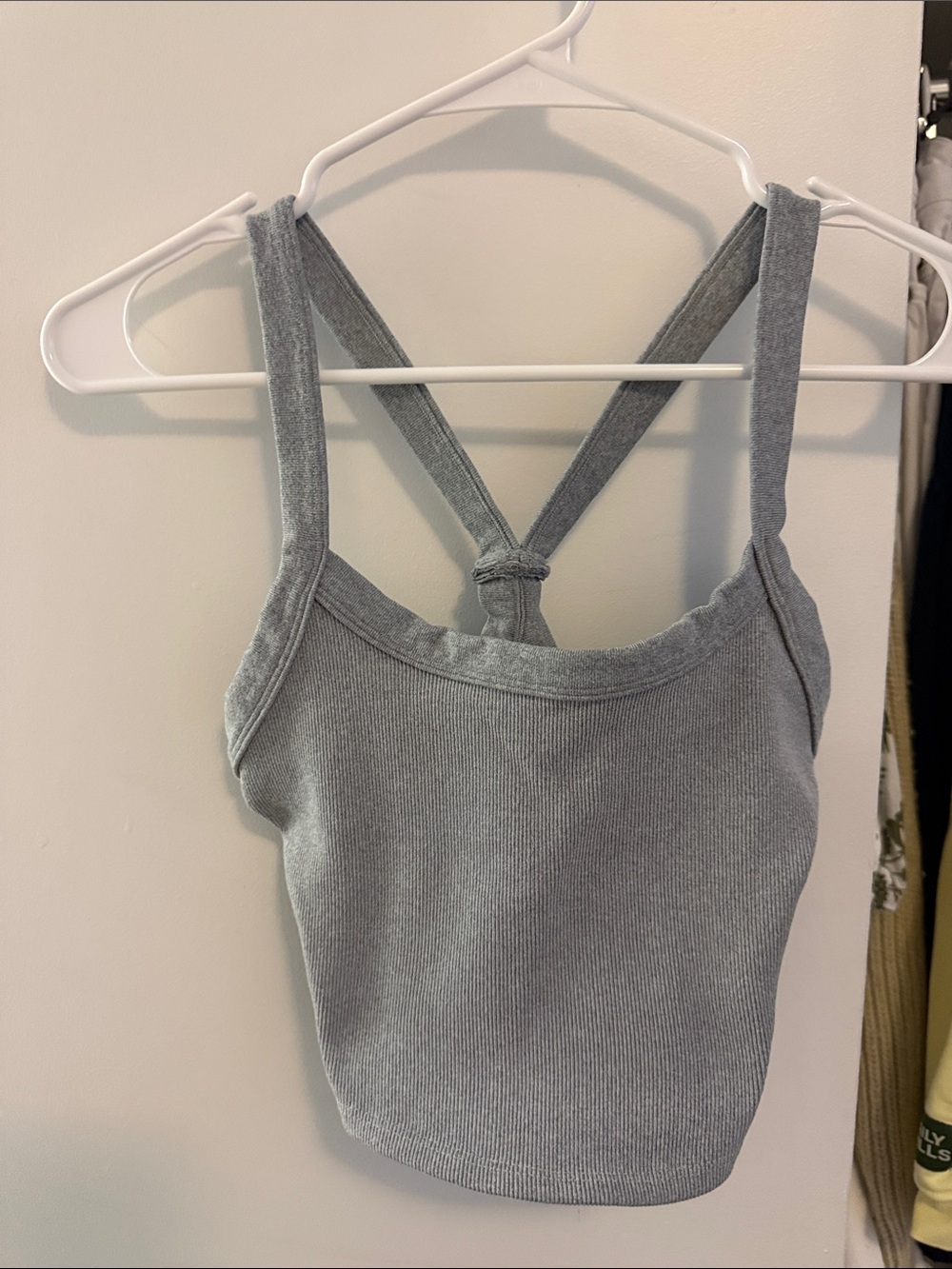 FP Movement by Free People Ribbed Knot-Back Bandeau - Light Gray